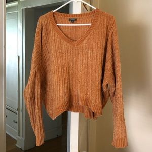 Cropped Golden Chenille Knit Sweater Wild Fable
